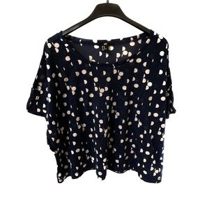 H&M Navy & White Polka Dot Shirt, Size XS